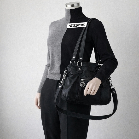 Coach Poppy Black Leather Satchel Shoulder Bag #16283 - Picture 17 of 17